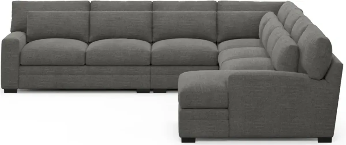 Winston Hybrid Comfort 5-Piece Sectional with Right-Facing Chaise - Curious Charcoal