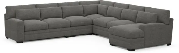 Winston Hybrid Comfort 5-Piece Sectional with Right-Facing Chaise - Curious Charcoal