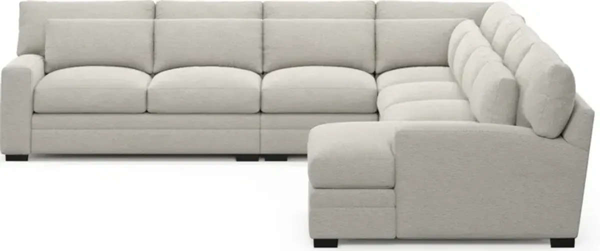 Winston Hybrid Comfort 5-Piece Sectional with Right-Facing Chaise - Everton Grey