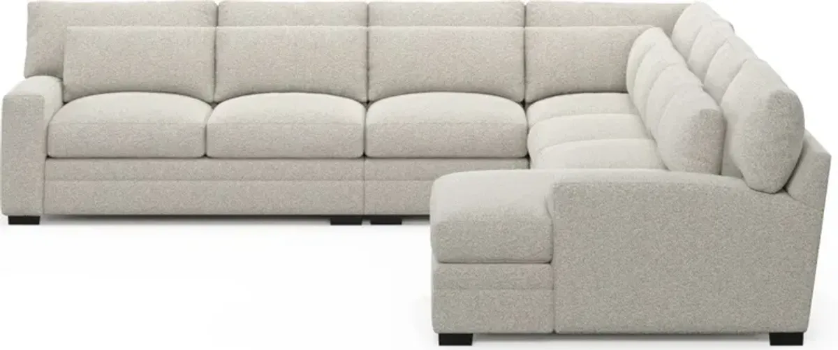 Winston Hybrid Comfort 5-Piece Sectional with Right-Facing Chaise - Muse Stone