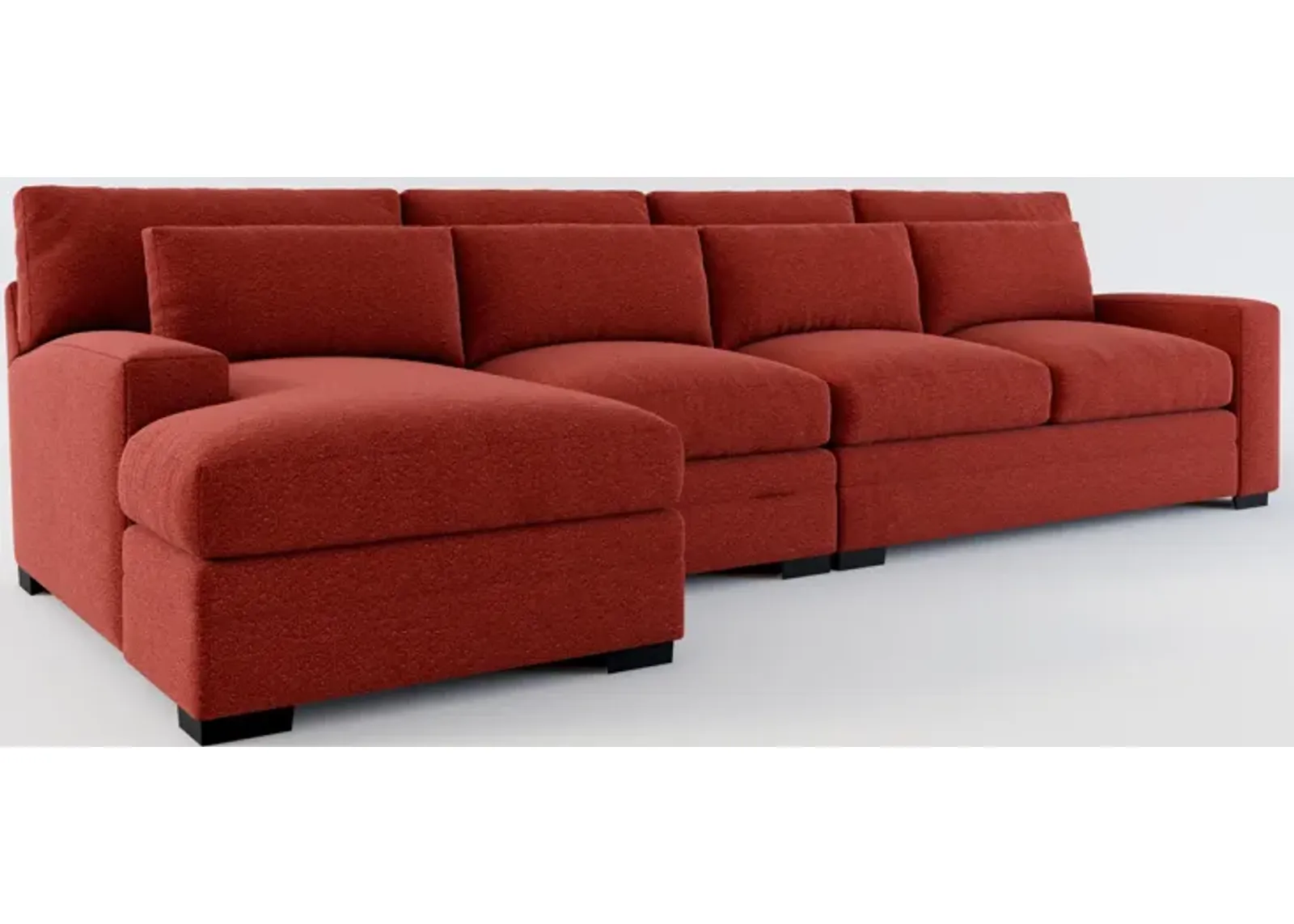 Winston Foam Comfort 3-Piece Sectional with Left-Facing Chaise - Bloke Brick