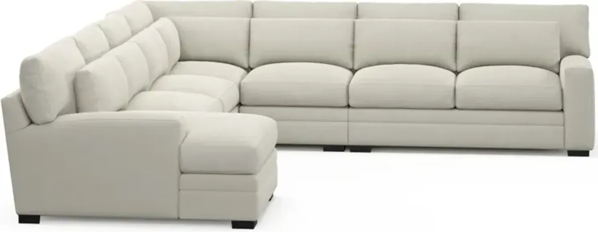 Winston Foam Comfort 5-Piece Sectional with Left-Facing Chaise - Anders Ivory