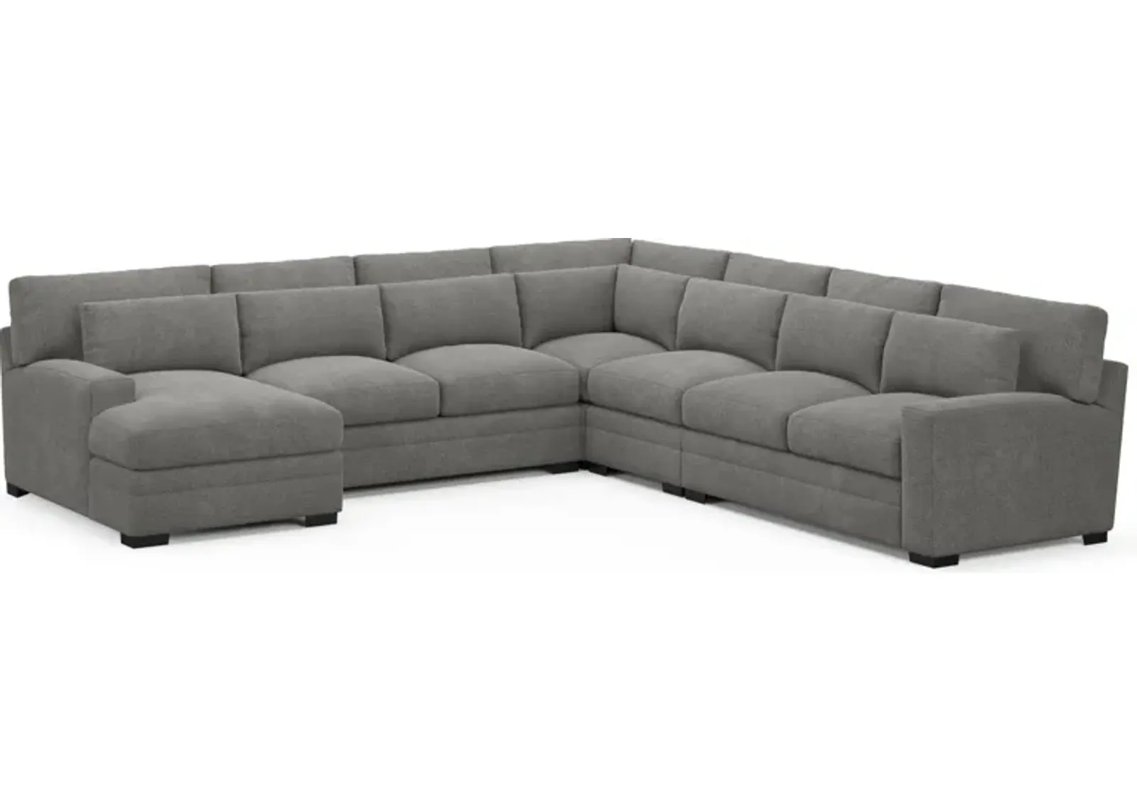 Winston Foam Comfort 5-Piece Sectional with Left-Facing Chaise - Living Large Charcoal