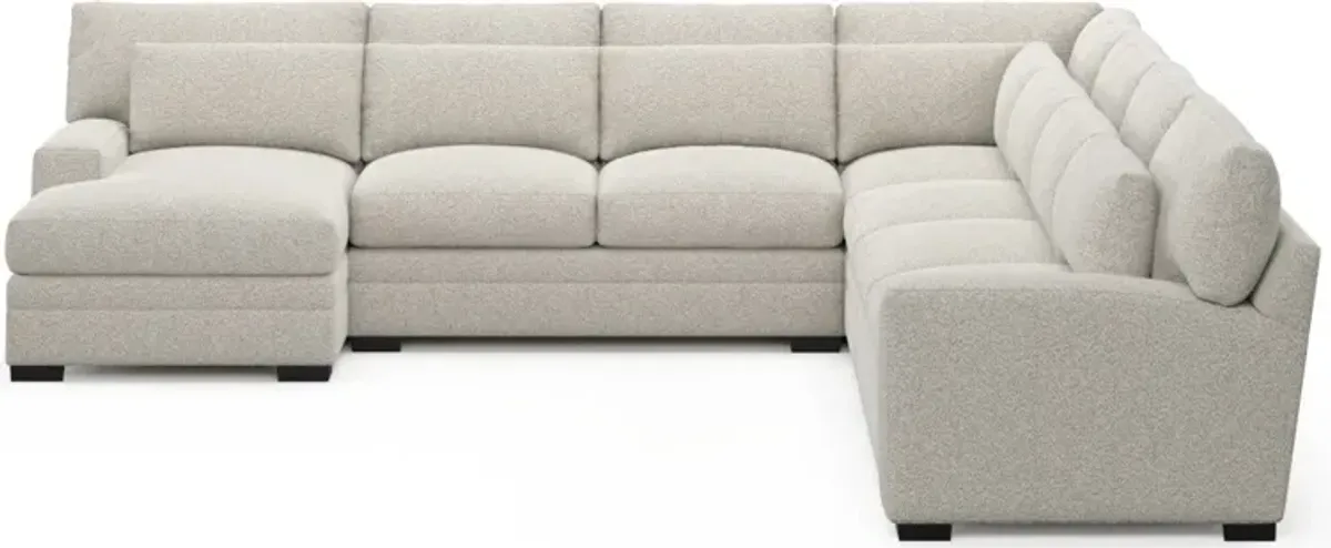 Winston Foam Comfort 5-Piece Sectional with Left-Facing Chaise - Muse Stone