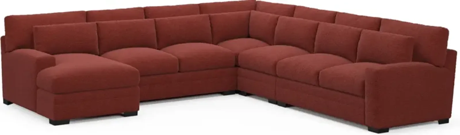 Winston Hybrid Comfort 5-Piece Sectional with Left-Facing Chaise - Bloke Brick