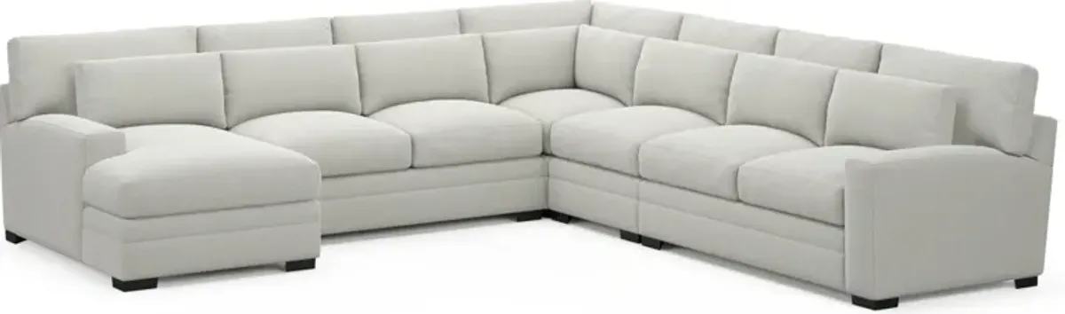 Winston Hybrid Comfort 5-Piece Sectional with Left-Facing Chaise - Oslo Snow