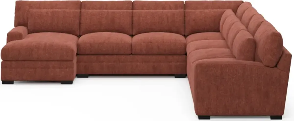 Winston Hybrid Comfort 5-Piece Sectional with Left-Facing Chaise - Contessa Paprika