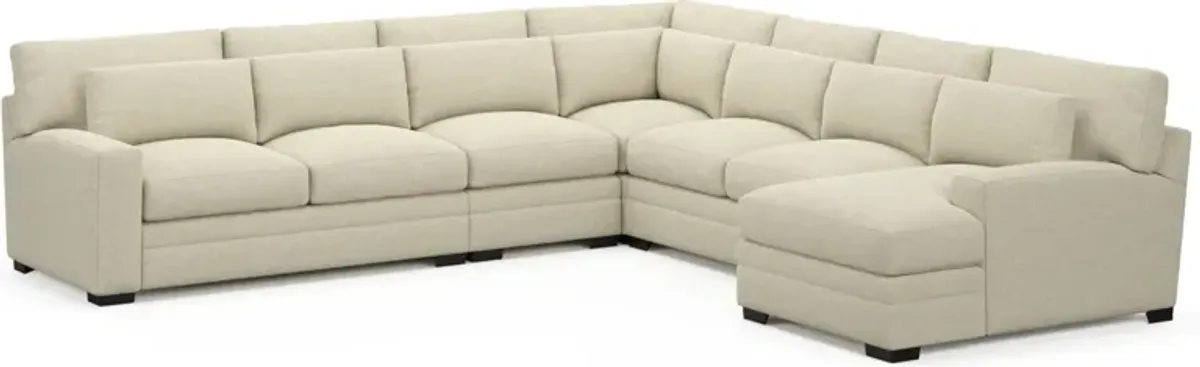 Winston Foam Comfort 5-Piece Sectional with Right-Facing Chaise - Bridger Shell