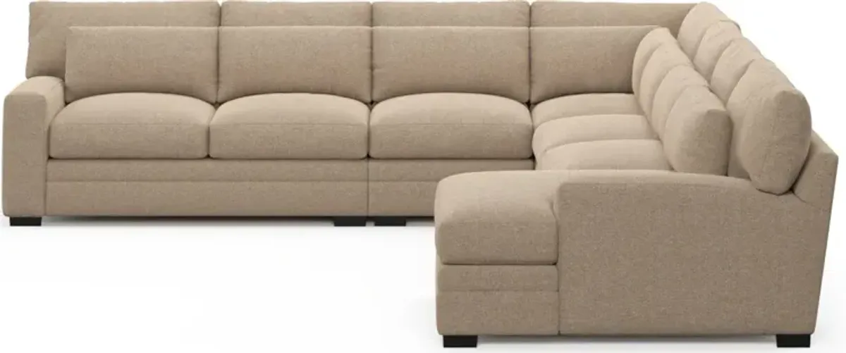 Winston Foam Comfort 5-Piece Sectional with Right-Facing Chaise - Liv Wicker