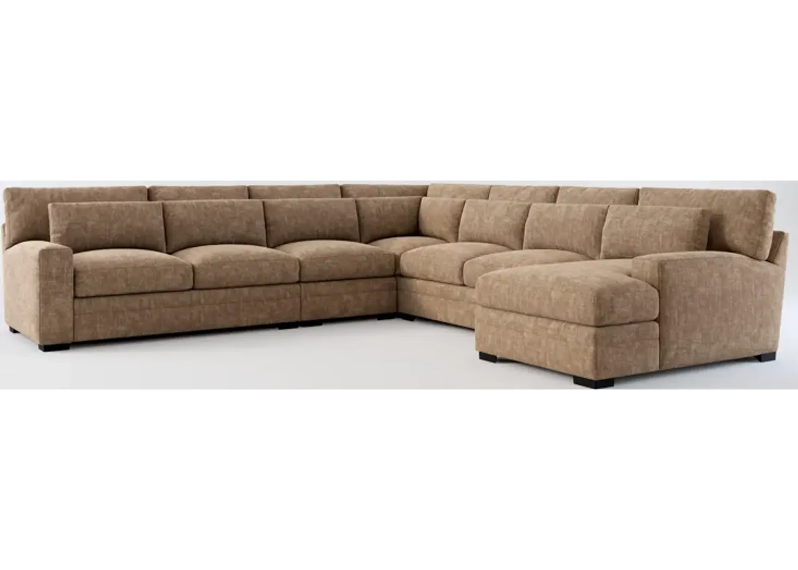 Winston Hybrid Comfort 5-Piece Sectional with Right-Facing Chaise - Argo Java