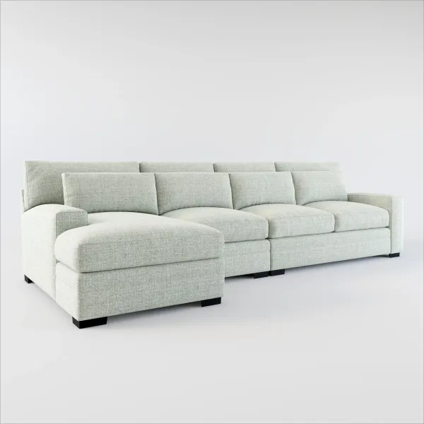 Winston Foam Comfort 3-Piece Sectional with Left-Facing Chaise - Broderick Sea Glass