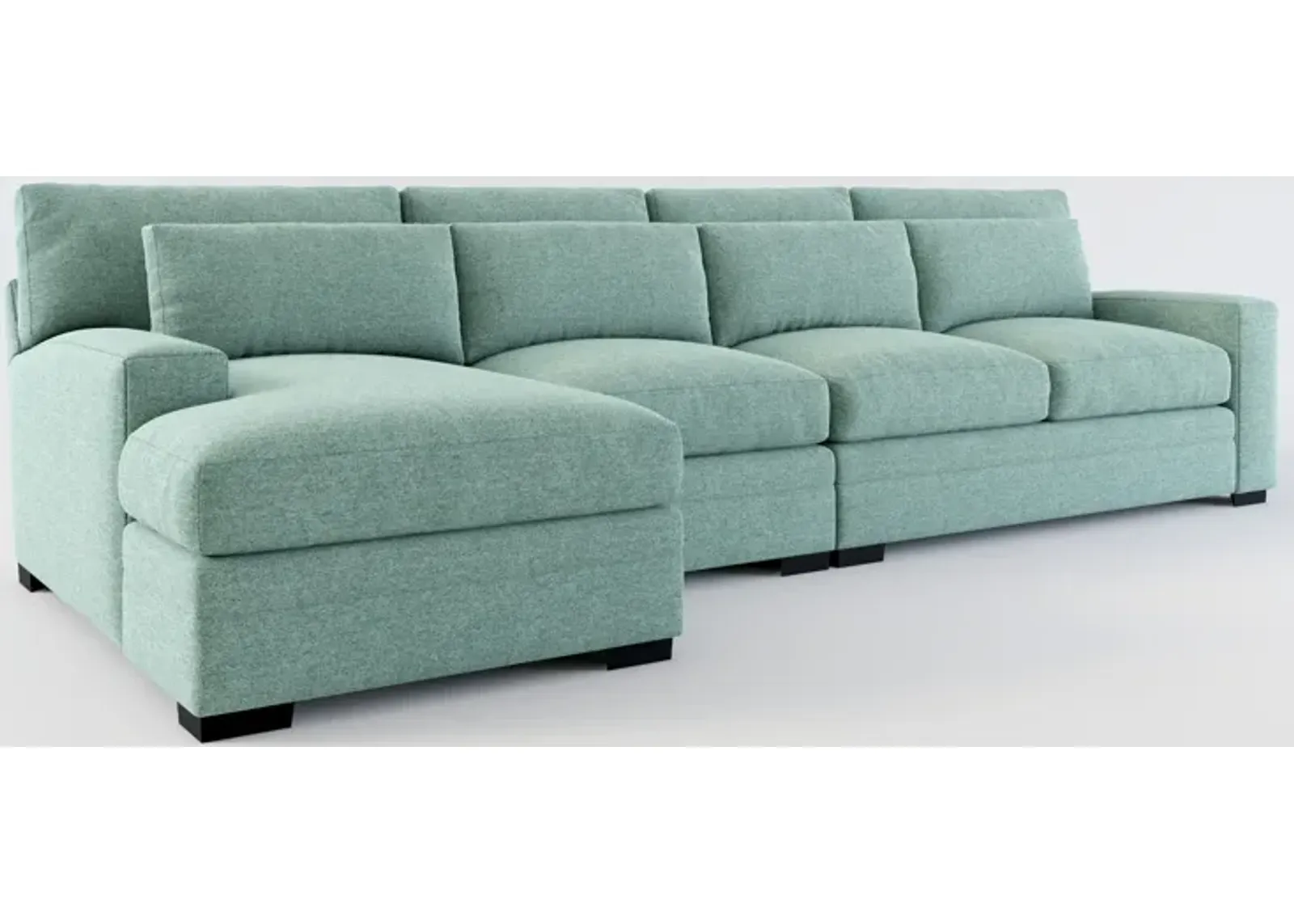 Winston Foam Comfort 3-Piece Sectional with Left-Facing Chaise - Bridger Jade