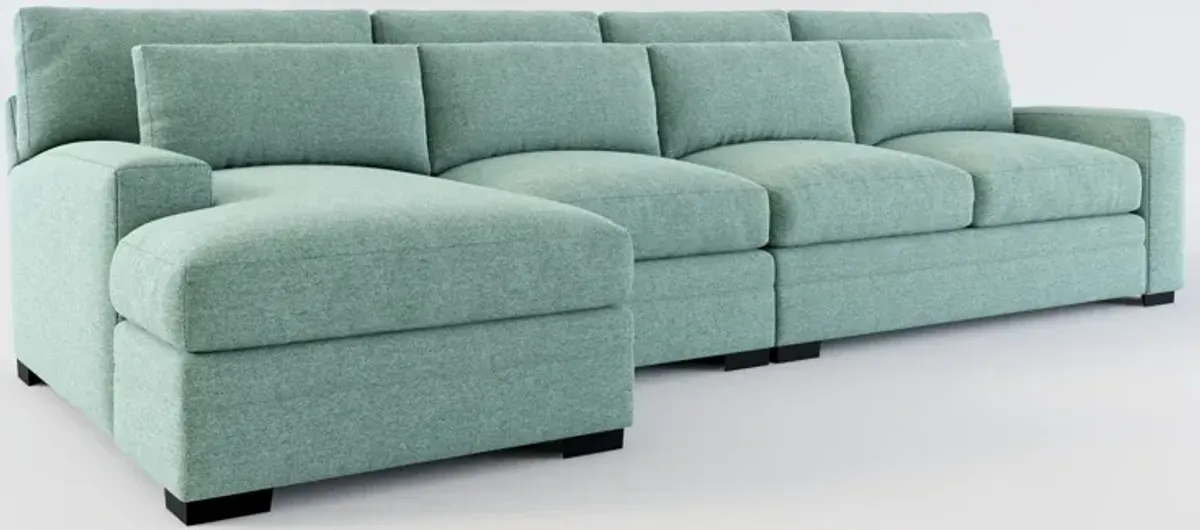 Winston Foam Comfort 3-Piece Sectional with Left-Facing Chaise - Bridger Jade