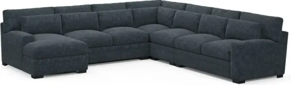 Winston Foam Comfort 5-Piece Sectional with Left-Facing Chaise - Argo Navy