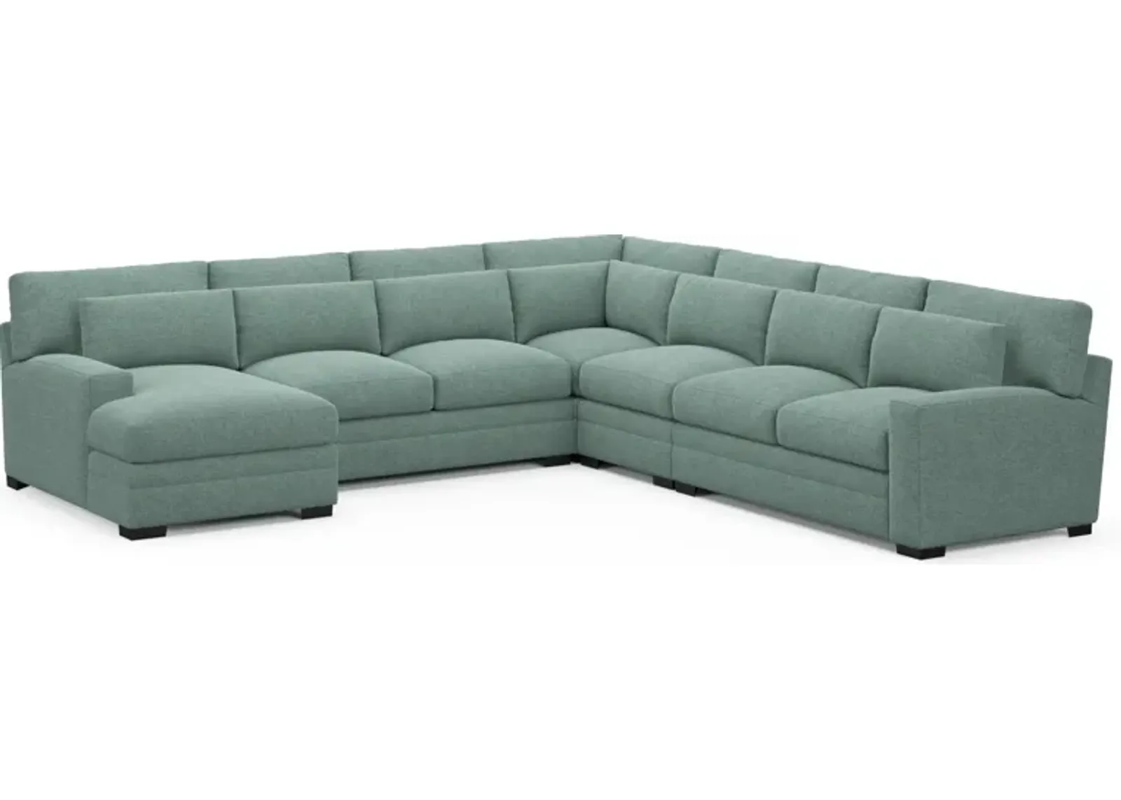 Winston Hybrid Comfort 5-Piece Sectional with Left-Facing Chaise - Bridger Jade