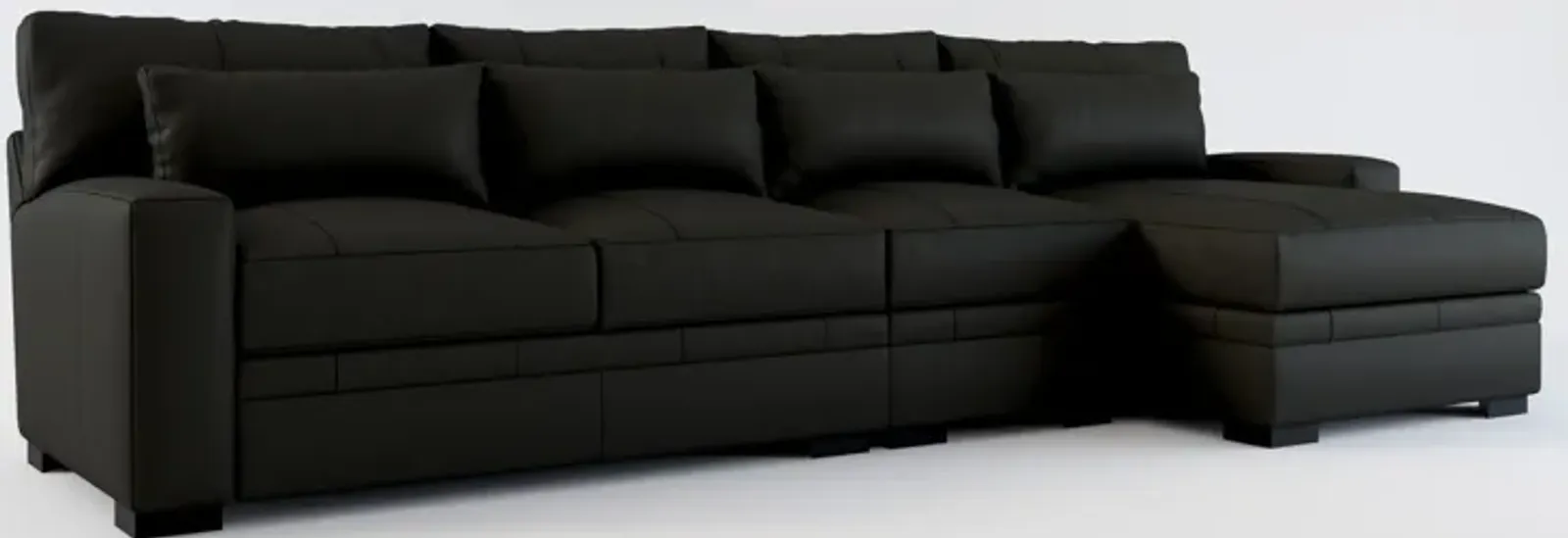 Winston Hybrid Comfort 3-Piece Sectional with Right-Facing Chaise - Siena Black