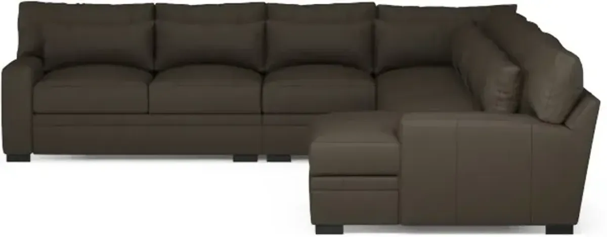 Winston Foam Comfort 5-Piece Sectional with Right-Facing Chaise - Siena Dark Stone