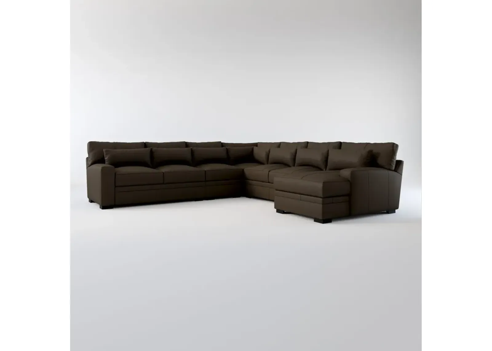 Winston Foam Comfort 5-Piece Sectional with Right-Facing Chaise - Siena Dark Stone