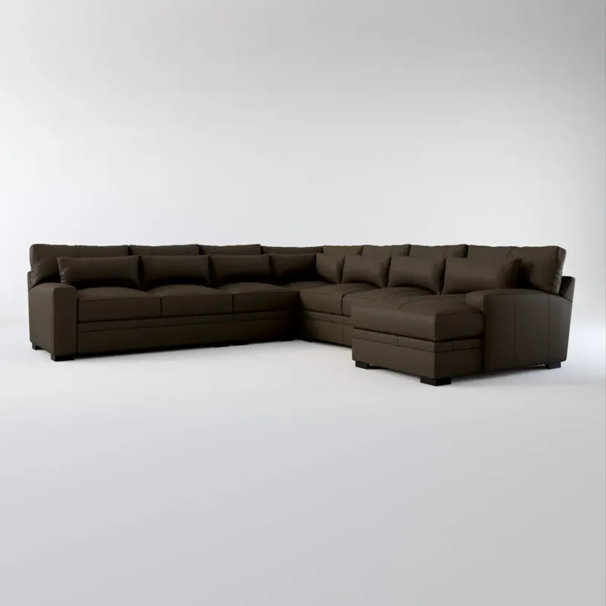 Winston Foam Comfort 5-Piece Sectional with Right-Facing Chaise - Siena Dark Stone