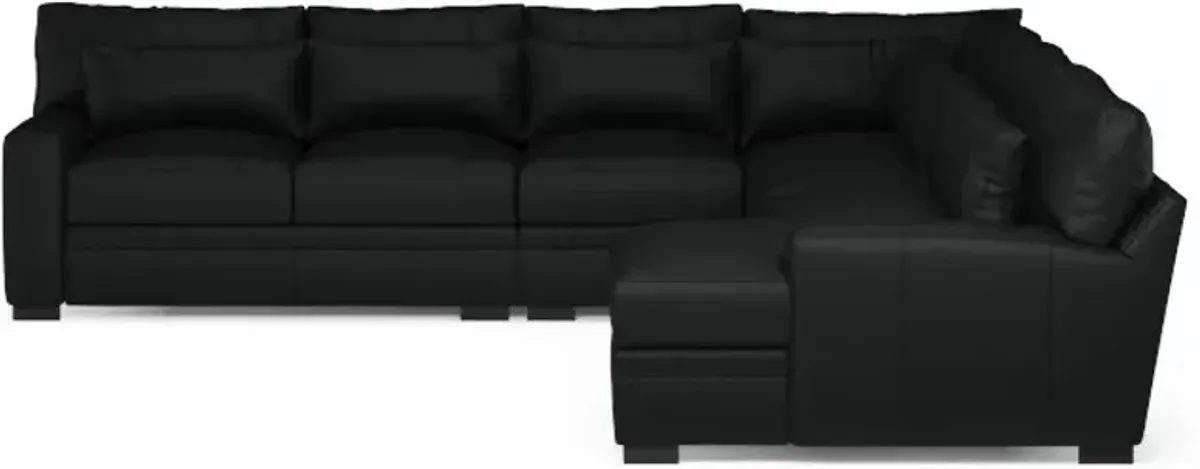 Winston Foam Comfort 5-Piece Sectional with Right-Facing Chaise - Siena Black