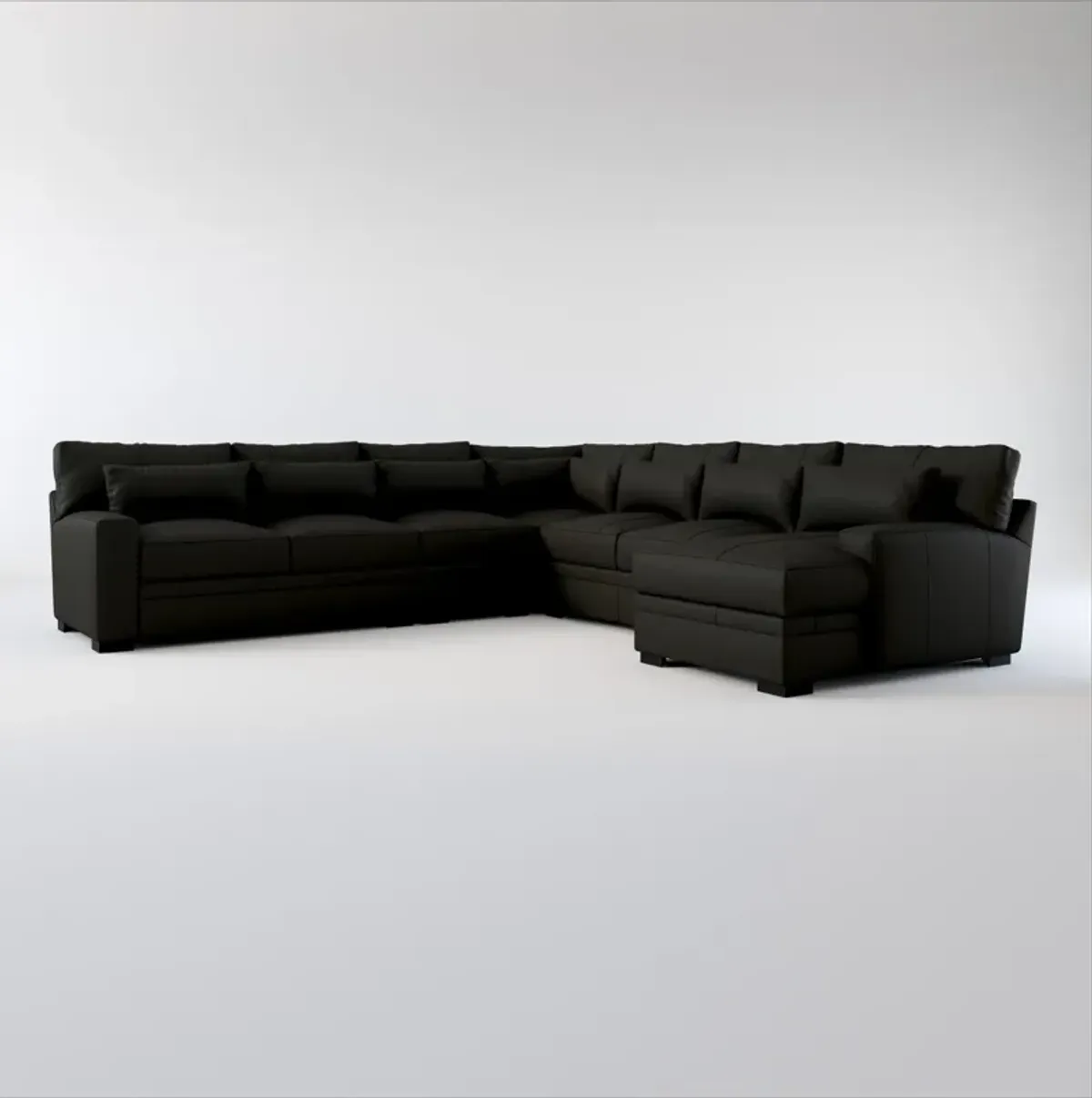 Winston Foam Comfort 5-Piece Sectional with Right-Facing Chaise - Siena Black