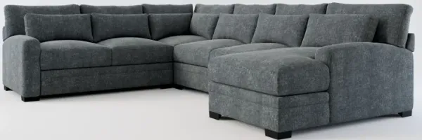 Winston Foam Comfort 4-Piece Sectional with Right-Facing Chaise - Contessa Shadow