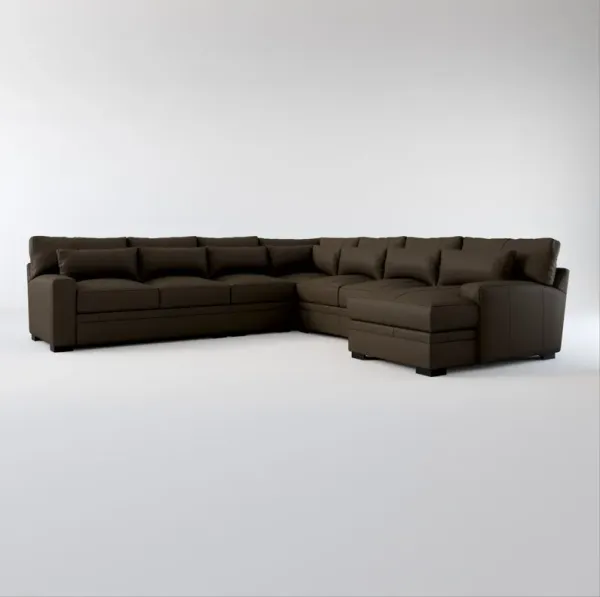 Winston Hybrid Comfort 5-Piece Sectional with Right-Facing Chaise - Siena Dark Stone