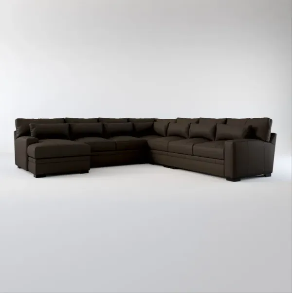 Winston Hybrid Comfort 5-Piece Sectional with Left-Facing Chaise - Siena Dark Brown