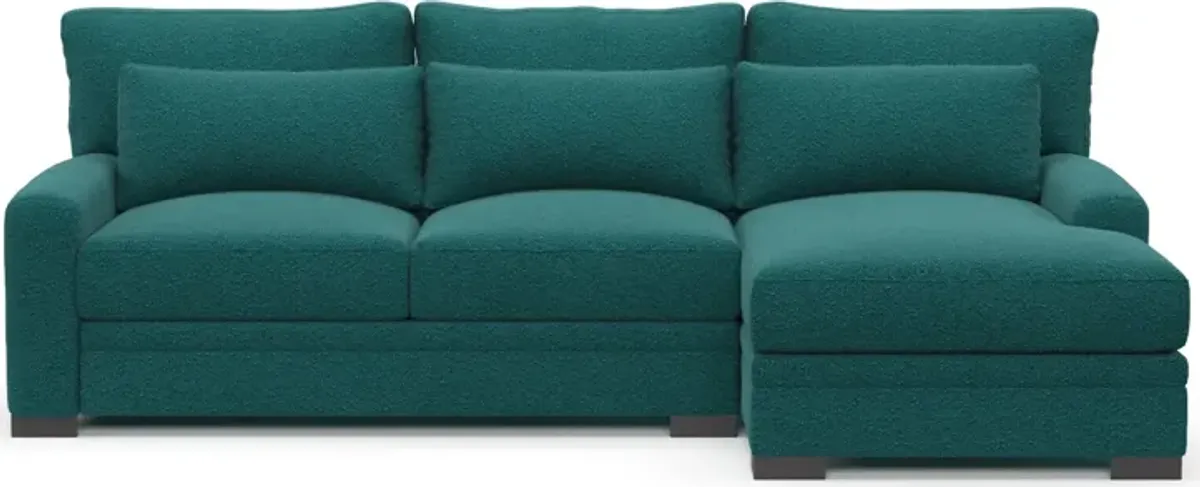 Winston Hybrid Comfort 2-Piece Sectional with Right-Facing Chaise - Bloke Peacock