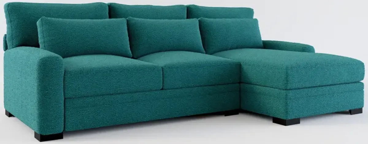 Winston Hybrid Comfort 2-Piece Sectional with Right-Facing Chaise - Bloke Peacock