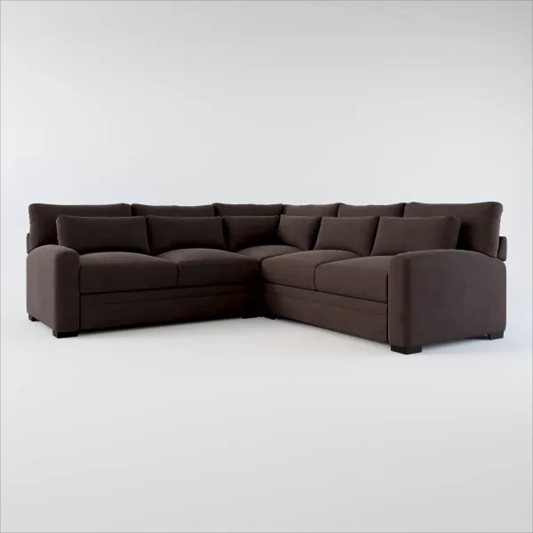 Winston Hybrid Comfort 3-Piece Sectional - Merrimac Dark Brown