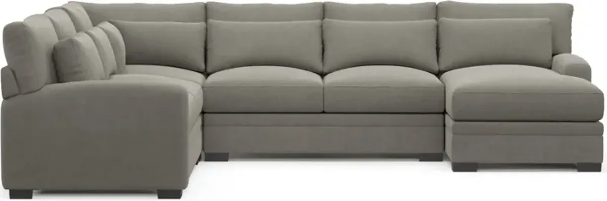 Winston Hybrid Comfort 4-Piece Sectional with Right-Facing Chaise - Abington Fog