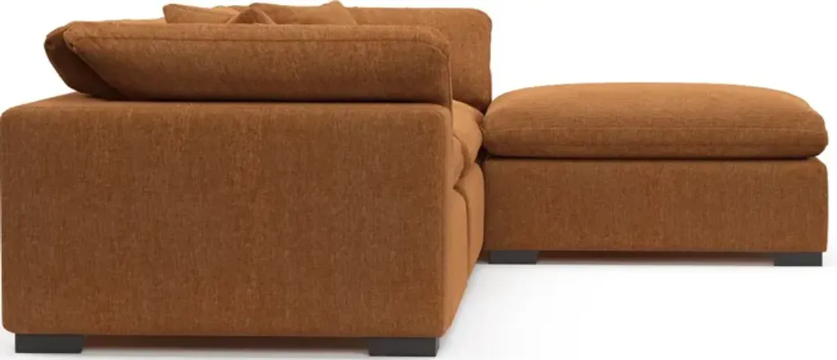 Plush Feathered Comfort 3-Piece Sofa and Ottoman - Contessa Ginger