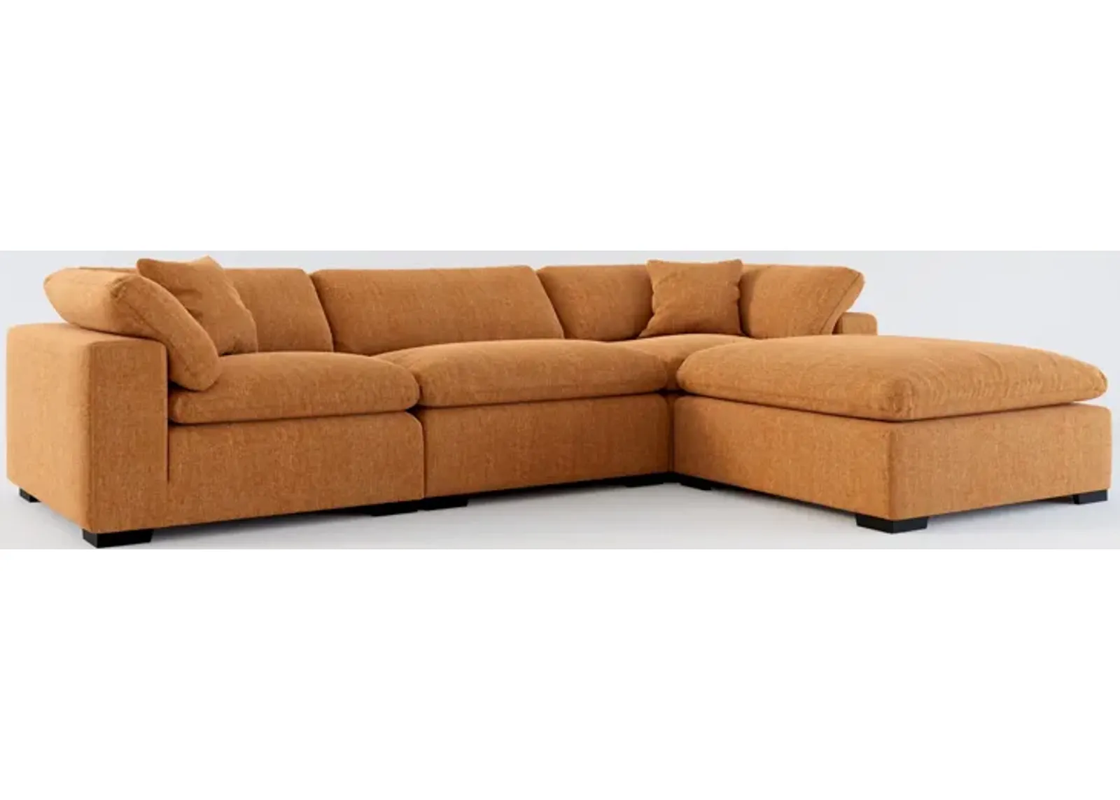 Plush Feathered Comfort 3-Piece Sofa and Ottoman - Contessa Ginger