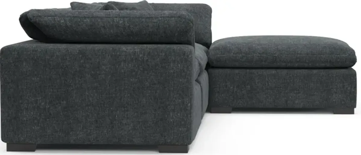 Plush Feathered Comfort 3-Piece Sofa and Ottoman - Contessa Shadow