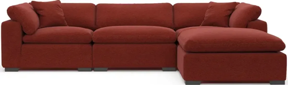 Plush Feathered Comfort 3-Piece Sofa and Ottoman - Bloke Brick