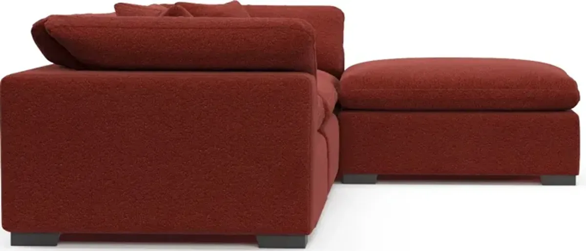 Plush Feathered Comfort 3-Piece Sofa and Ottoman - Bloke Brick