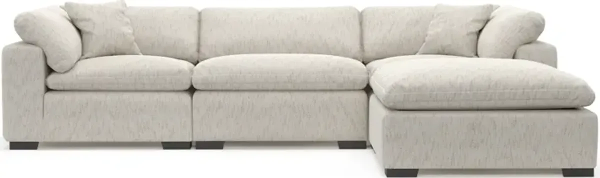 Plush Feathered Comfort 3-Piece Sectional and Ottoman - P.T. Cream