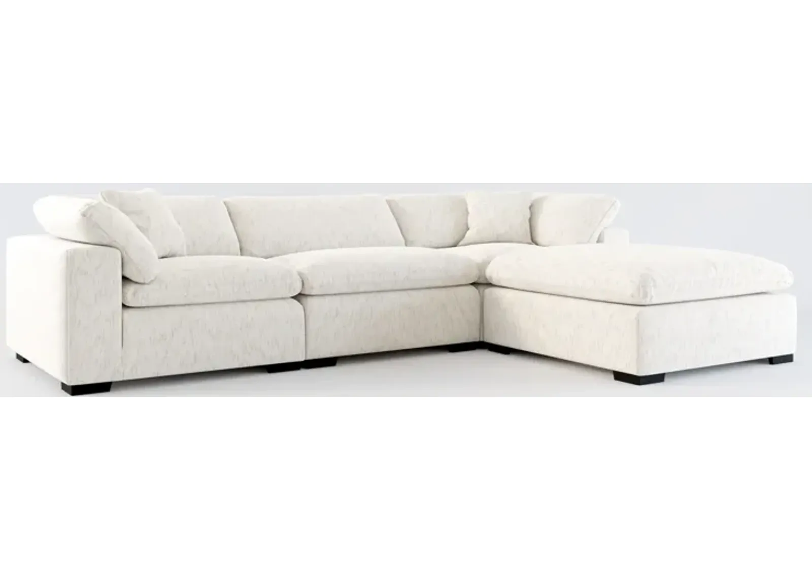 Plush Feathered Comfort 3-Piece Sectional and Ottoman - P.T. Cream