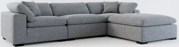 Plush Feathered Comfort 3-Piece Sofa and Ottoman - Dudley Indigo