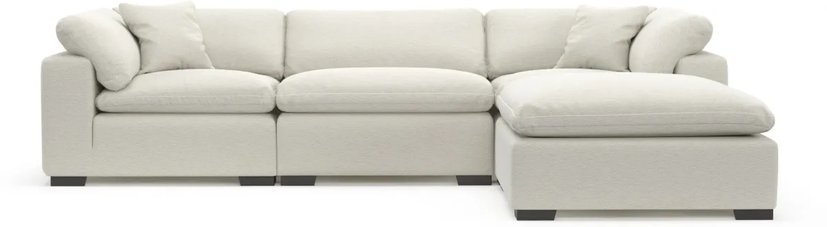 Plush Feathered Comfort 3-Piece Sofa and Ottoman - Living Large White