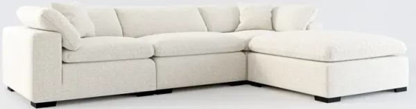 Plush Feathered Comfort 3-Piece Sofa and Ottoman - Muse Stone