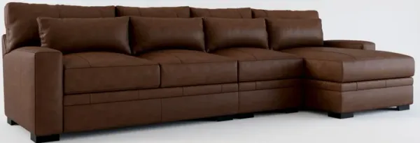 Winston Foam Comfort 3-Piece Sectional with Right-Facing Chaise - Bruno Hickory