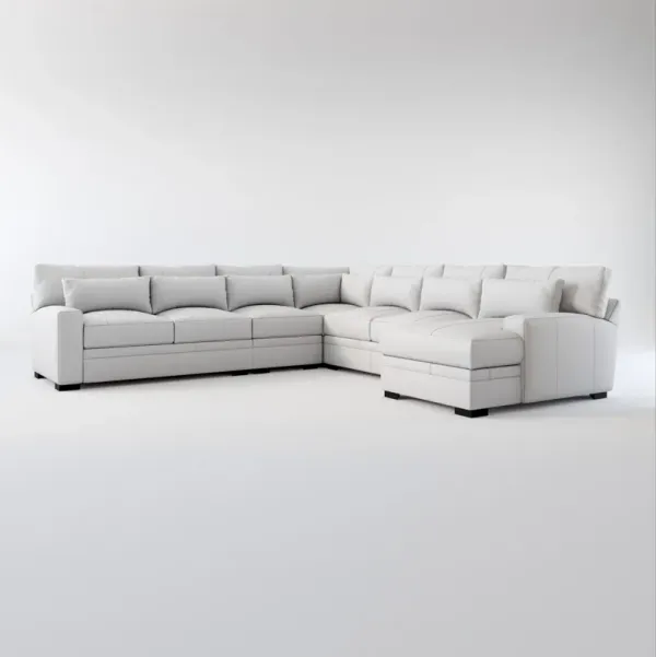 Winston Foam Comfort 5-Piece Sectional with Right-Facing Chaise - Bruno Storm