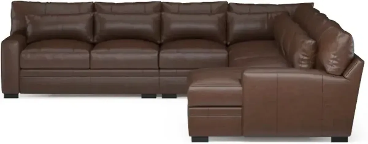 Winston Hybrid Comfort 5-Piece Sectional with Right-Facing Chaise - Bruno Hickory