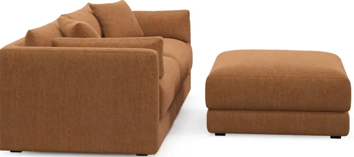 Malibu 2-Piece Sofa and Ottoman - Contessa Ginger