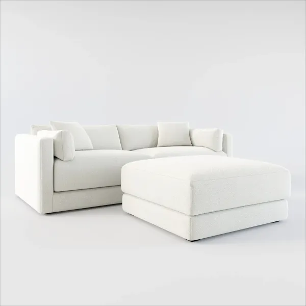 Malibu 2-Piece Sofa and Ottoman - Oslo Snow