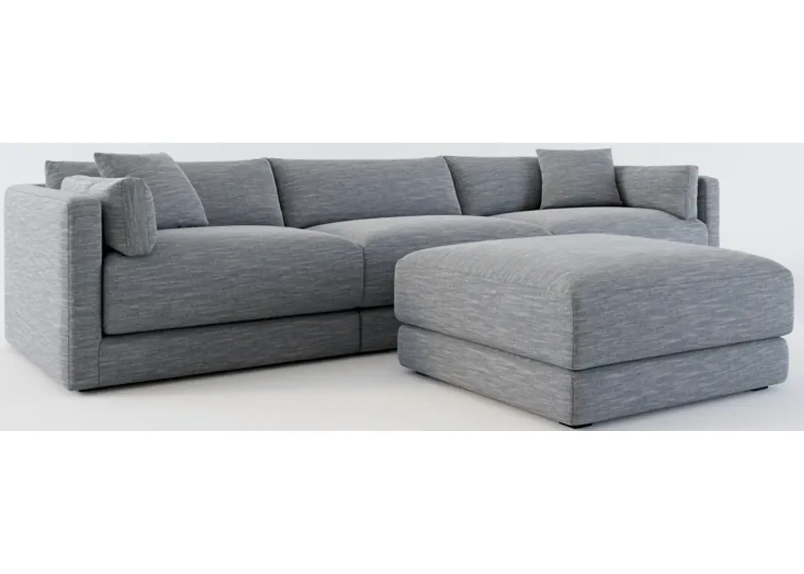 Malibu 3-Piece Sofa and Ottoman - Dudley Indigo