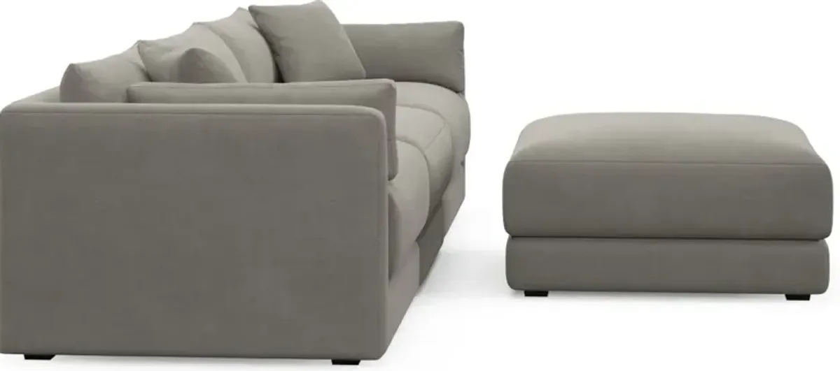 Malibu 3-Piece Sofa and Ottoman - Abington Fog