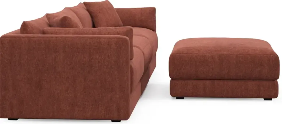 Malibu 3-Piece Sofa and Ottoman - Contessa Paprika